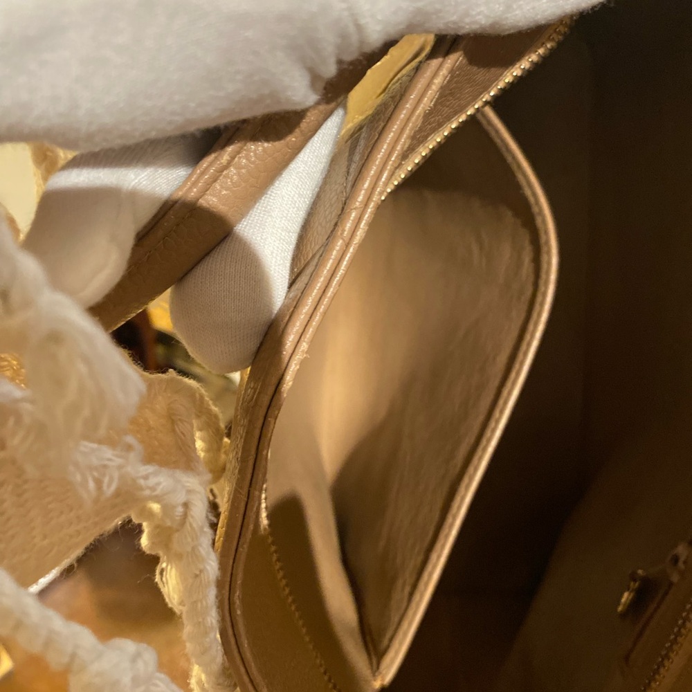 Chanel Tan/Taupe Caviar leather (vintage) Medallion Tote: Gold Hardware-COA - Picture 9 of 11